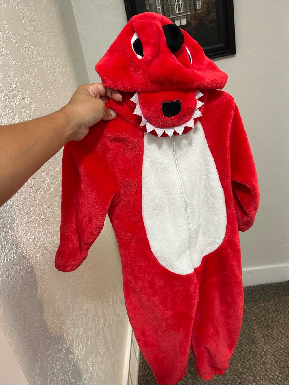 Kids Red Dino Plush Hooded warm Costume (18 months)